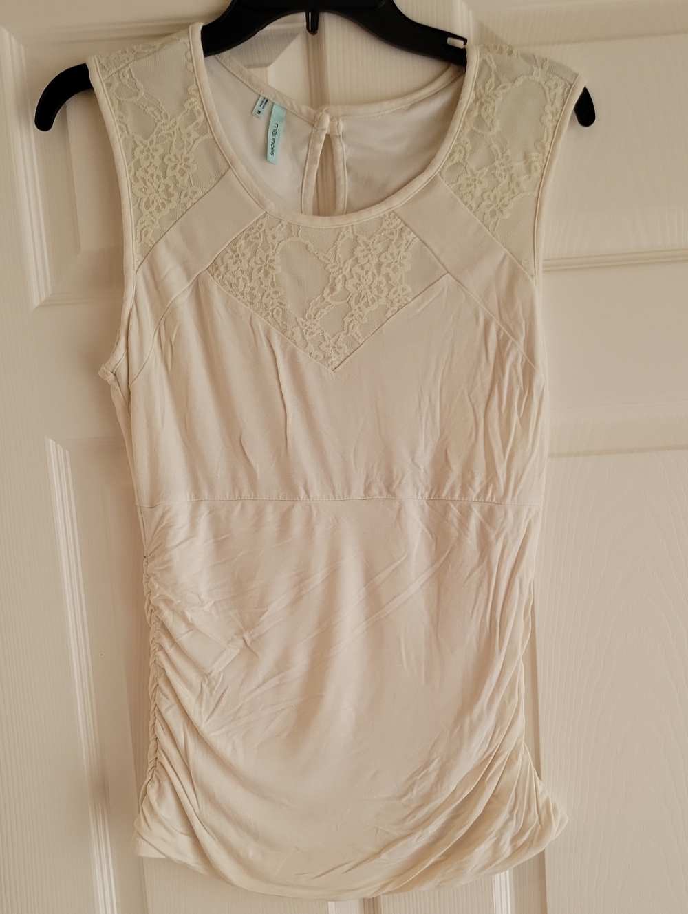 Maurices Sleeveless Lace Yoke Cream Tank Top Sz M